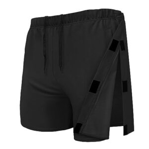 Unisex Hip Knee Surgery Recovery Shorts Men Tear Away Short Pant Breakaway Velcro Snap Shorts Adaptive Clothing Women