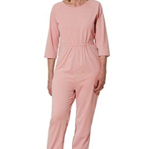 Ovidis Dementia Clothes - Alzheimers Anti-Strip Jumpsuit with Back-Zipper for Elderly Women - Carrie Pink M