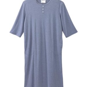 Silvert's Adaptive Clothing & Footwear Men's Open Back Henley Nightgown