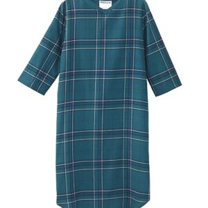 Men’s Open Back Adaptive Flannel Nightgown for Seniors - Back Snap Nightgowns with Dome Closure