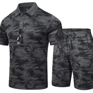 MoFiz Mens Short Sets Outfits Sweatsuits Two Piece Outfits Summer Sets Comfortable Shorts/Shirt Camo