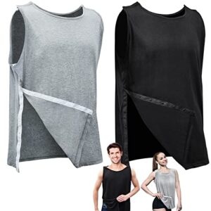 2 Pcs Post Surgery Shirt Unisex Shoulder Surgery Shirts Left and Right Side Snap Access Breathable Cotton Recovery T Shirt
