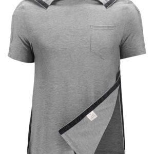 Poriff Men's Post Shoulder Surgery Recovery Shirts Full Tear Away Short Sleeve Snap Chemo Port Access Shirt